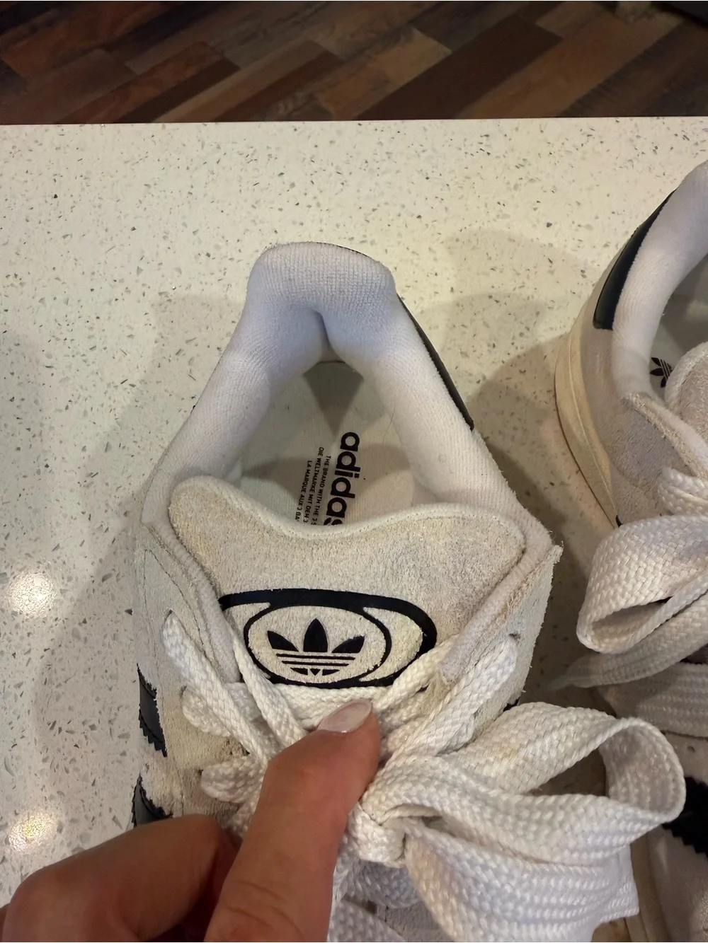 adidas Campus Suede Sneakers in White and Navy